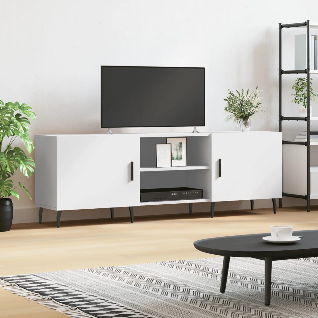 Comodă Tv, Alb Extralucios, 150X30X50 Cm, Lemn Compozit