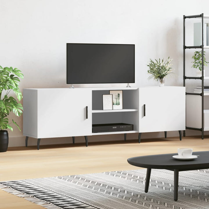 Comodă Tv, Alb Extralucios, 150X30X50 Cm, Lemn Compozit