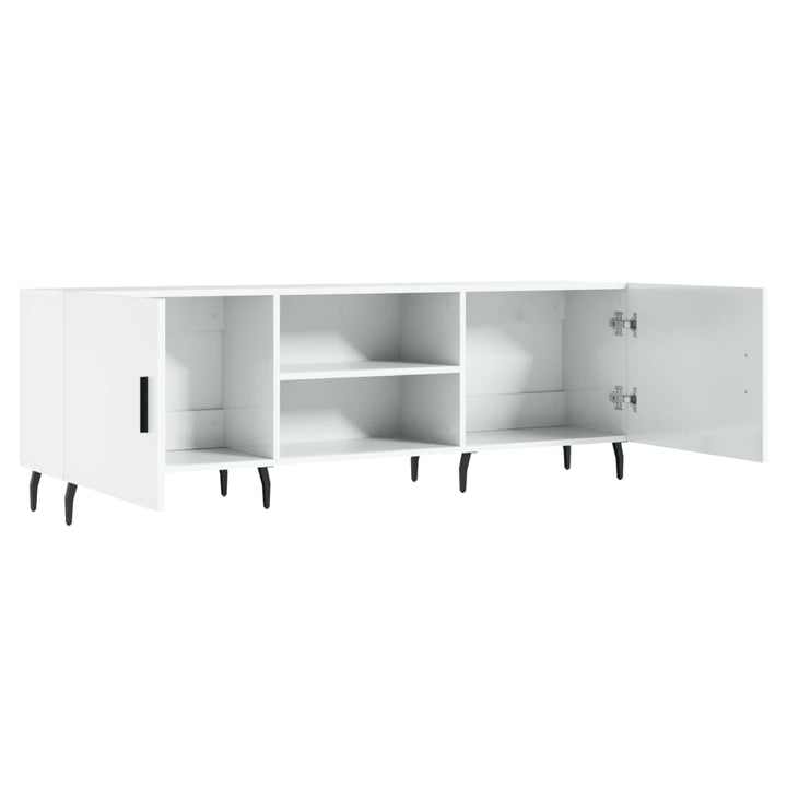 Comodă Tv, Alb Extralucios, 150X30X50 Cm, Lemn Compozit