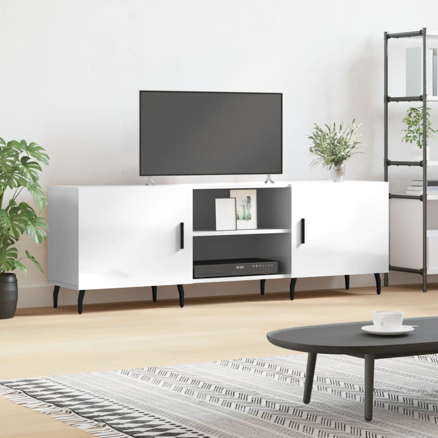 Comodă Tv, Alb Extralucios, 150X30X50 Cm, Lemn Compozit