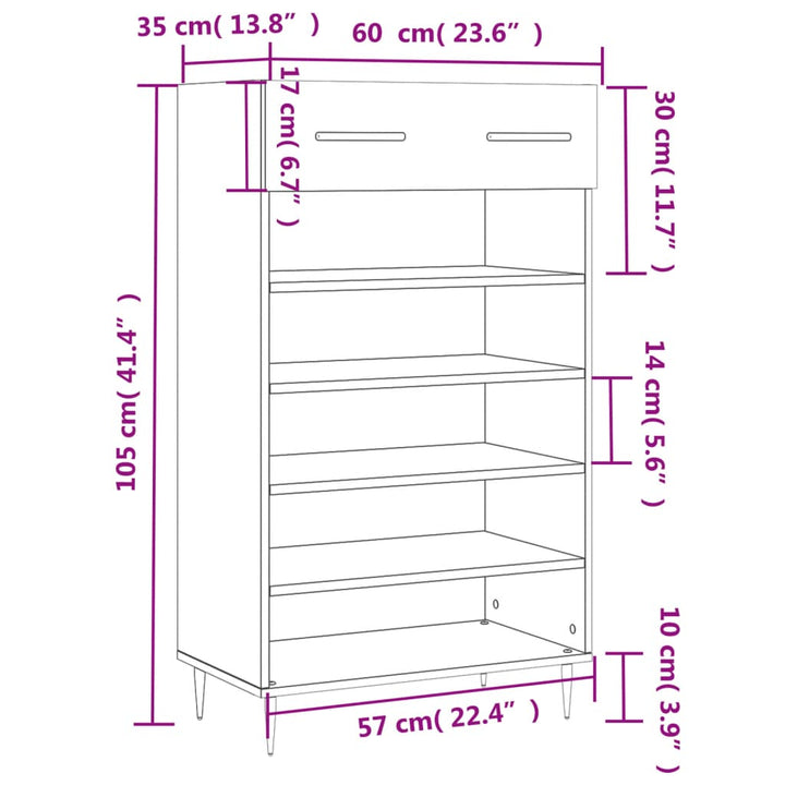 Pantofar, Gri Sonoma, 60X35X105 Cm, Lemn Prelucrat