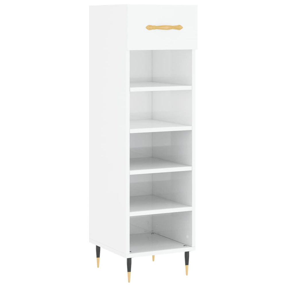 Pantofar, Alb Extralucios, 30X35X105 Cm, Lemn Prelucrat