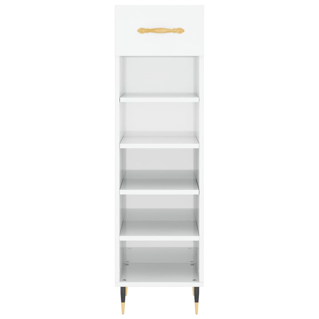 Pantofar, Alb Extralucios, 30X35X105 Cm, Lemn Prelucrat