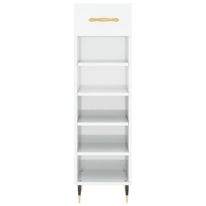 Pantofar, Alb Extralucios, 30X35X105 Cm, Lemn Prelucrat