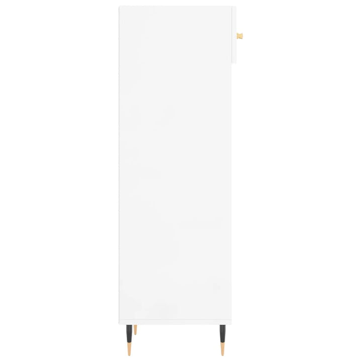 Pantofar, Alb Extralucios, 30X35X105 Cm, Lemn Prelucrat