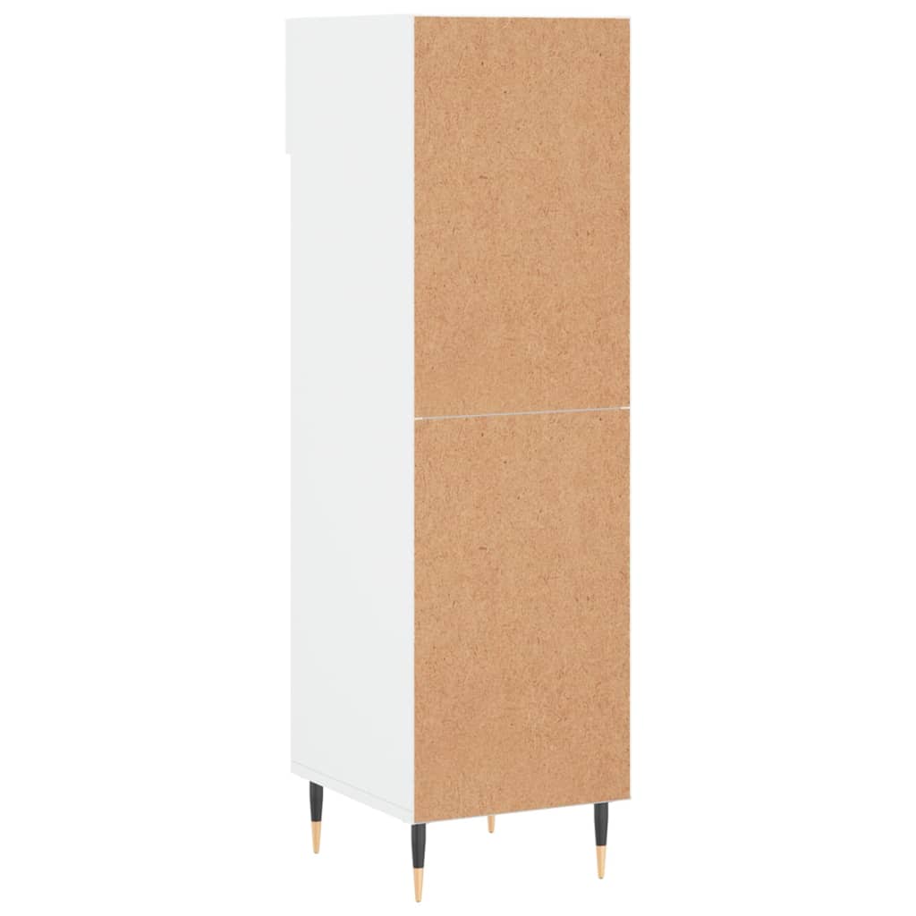 Pantofar, Alb Extralucios, 30X35X105 Cm, Lemn Prelucrat