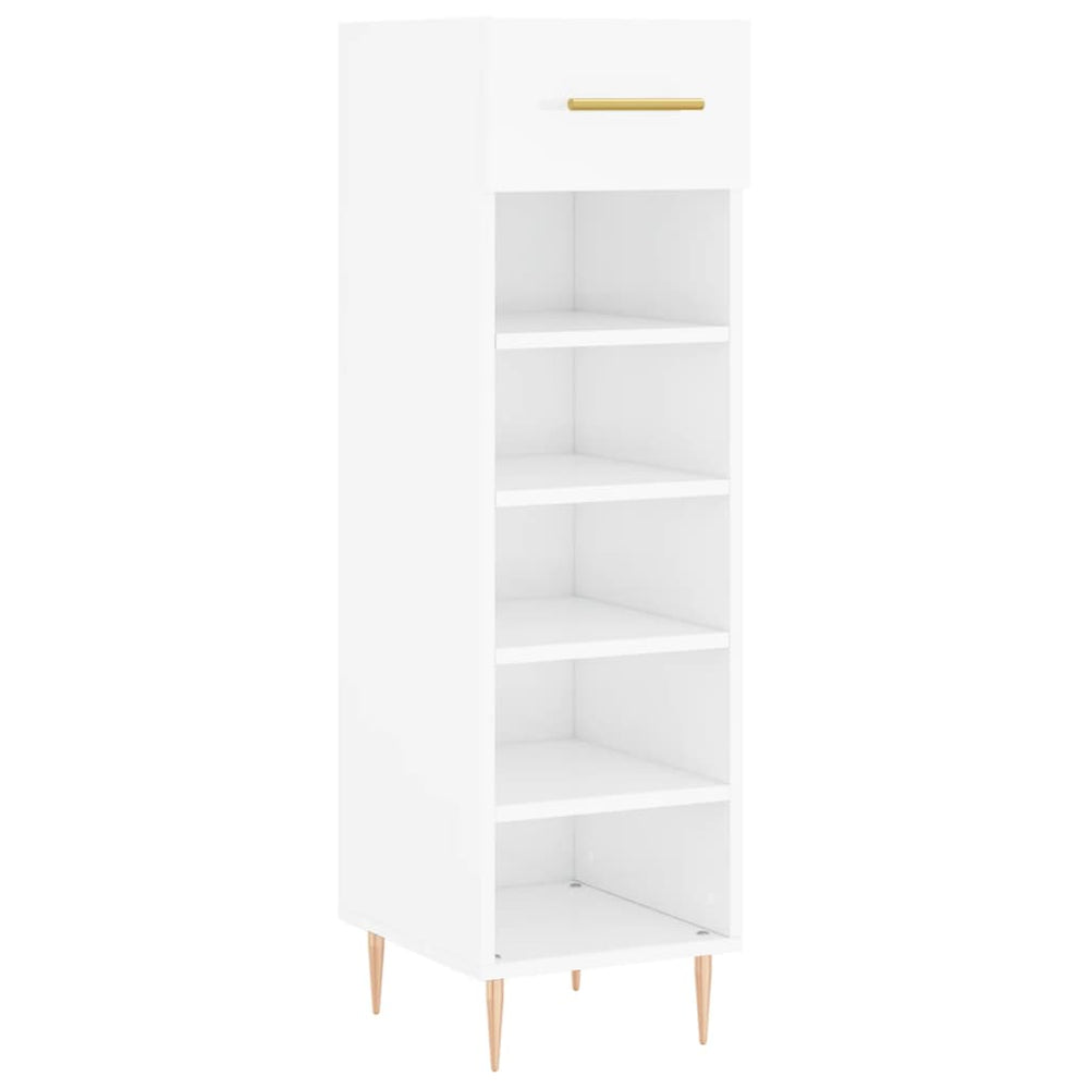 Pantofar, Alb Extralucios, 30X35X105 Cm, Lemn Prelucrat