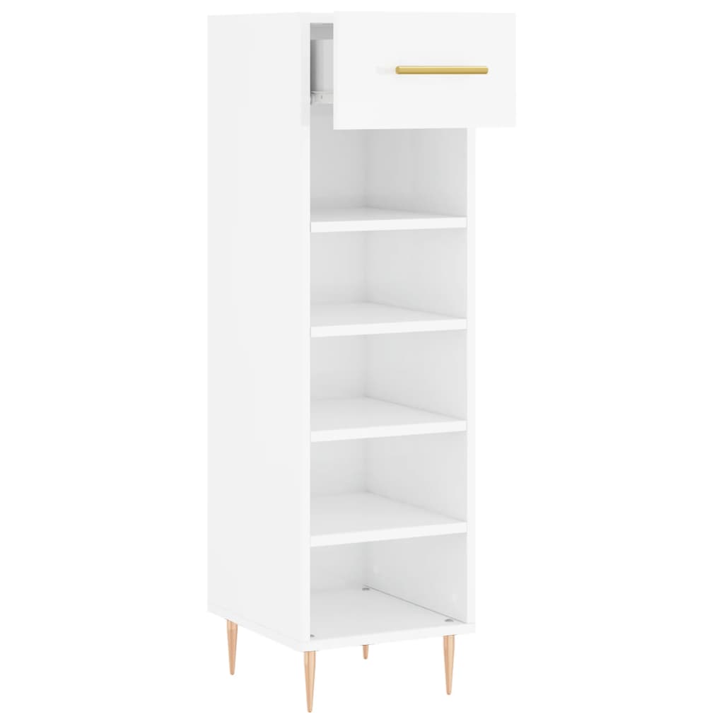 Pantofar, Alb Extralucios, 30X35X105 Cm, Lemn Prelucrat