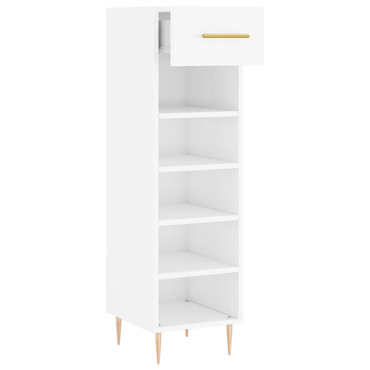 Pantofar, Alb Extralucios, 30X35X105 Cm, Lemn Prelucrat