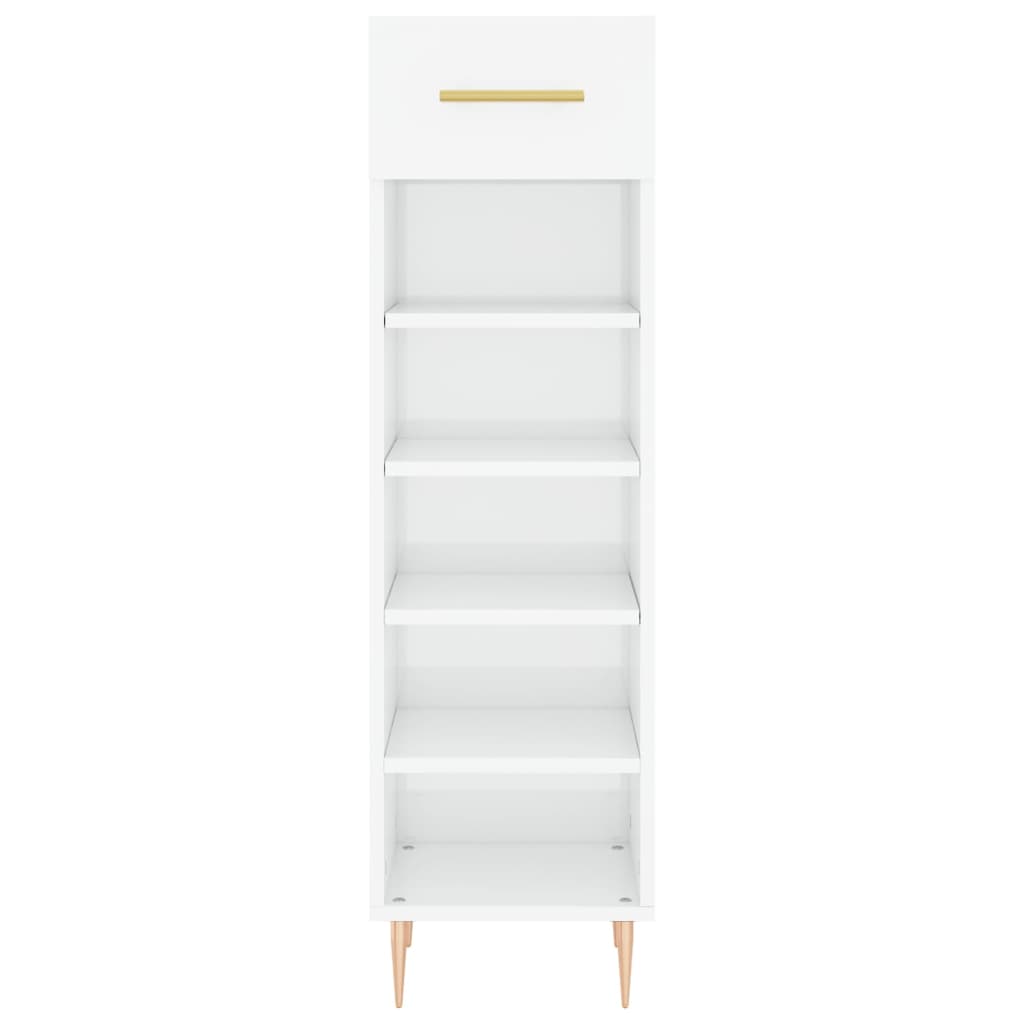 Pantofar, Alb Extralucios, 30X35X105 Cm, Lemn Prelucrat