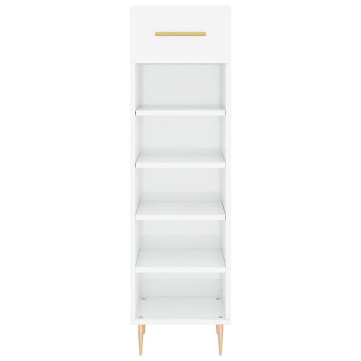 Pantofar, Alb Extralucios, 30X35X105 Cm, Lemn Prelucrat