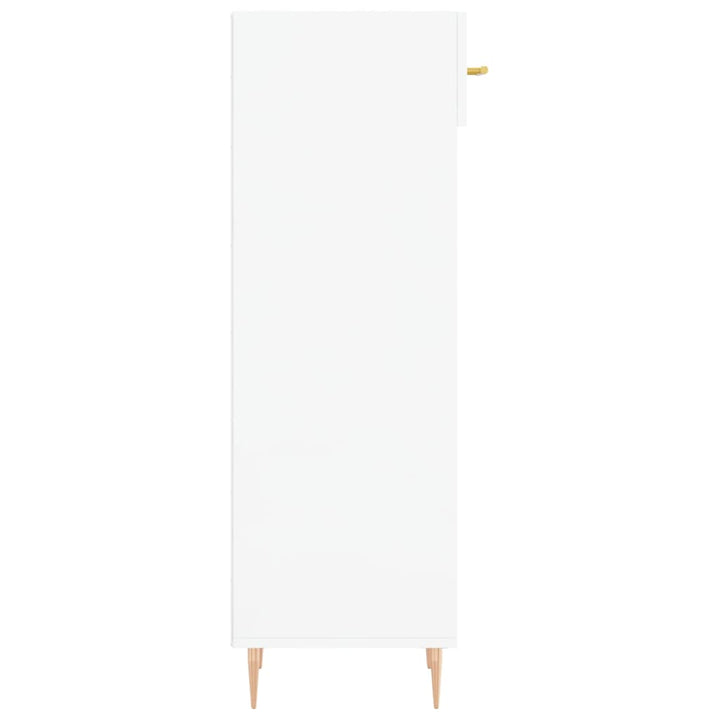 Pantofar, Alb Extralucios, 30X35X105 Cm, Lemn Prelucrat
