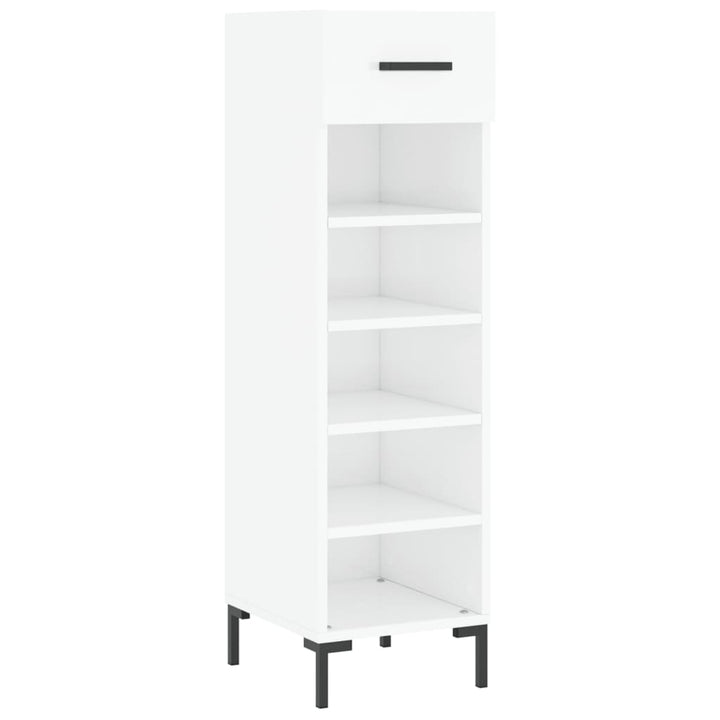 Pantofar, Alb Extralucios, 30X35X105 Cm, Lemn Prelucrat