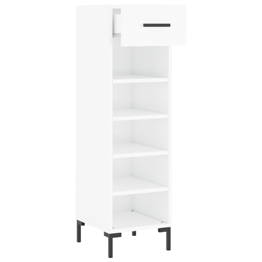 Pantofar, Alb Extralucios, 30X35X105 Cm, Lemn Prelucrat