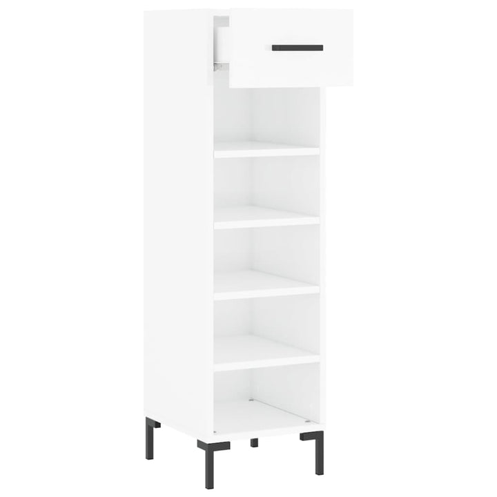 Pantofar, Alb Extralucios, 30X35X105 Cm, Lemn Prelucrat