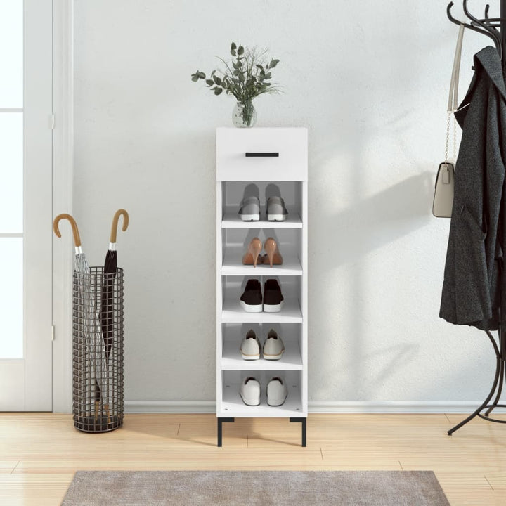 Pantofar, Alb Extralucios, 30X35X105 Cm, Lemn Prelucrat