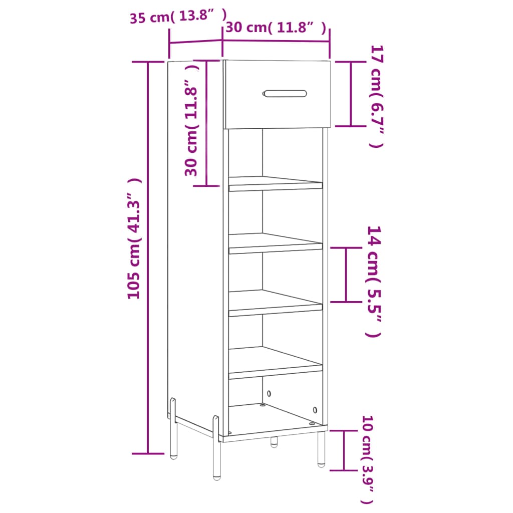 Pantofar, Alb Extralucios, 30X35X105 Cm, Lemn Prelucrat