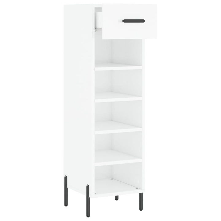 Pantofar, Alb Extralucios, 30X35X105 Cm, Lemn Prelucrat