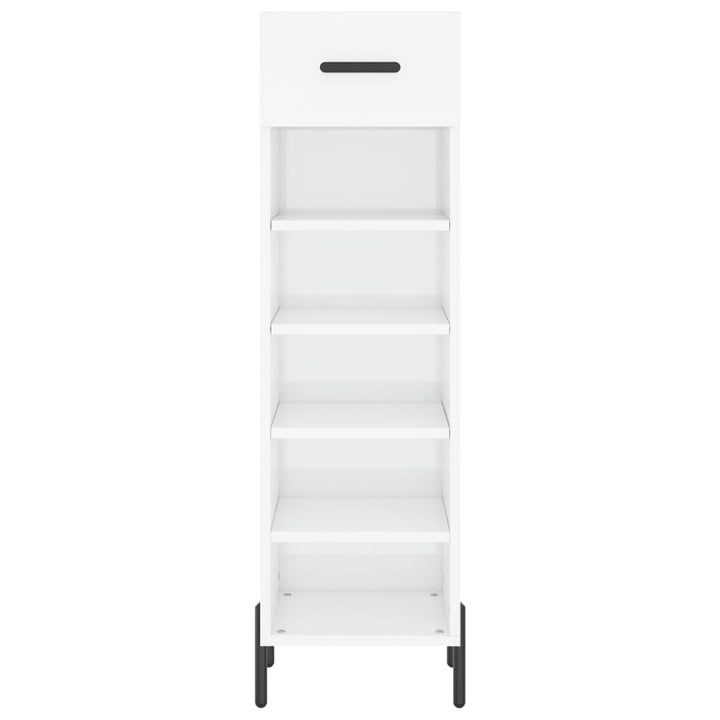 Pantofar, Alb Extralucios, 30X35X105 Cm, Lemn Prelucrat
