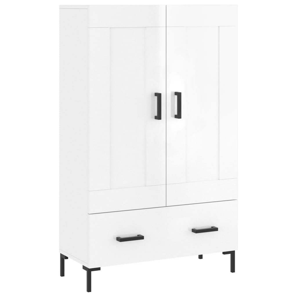 Dulap Înalt, Alb Extralucios, 69,5X31X115 Cm, Lemn Prelucrat
