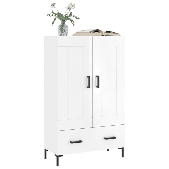 Dulap Înalt, Alb Extralucios, 69,5X31X115 Cm, Lemn Prelucrat