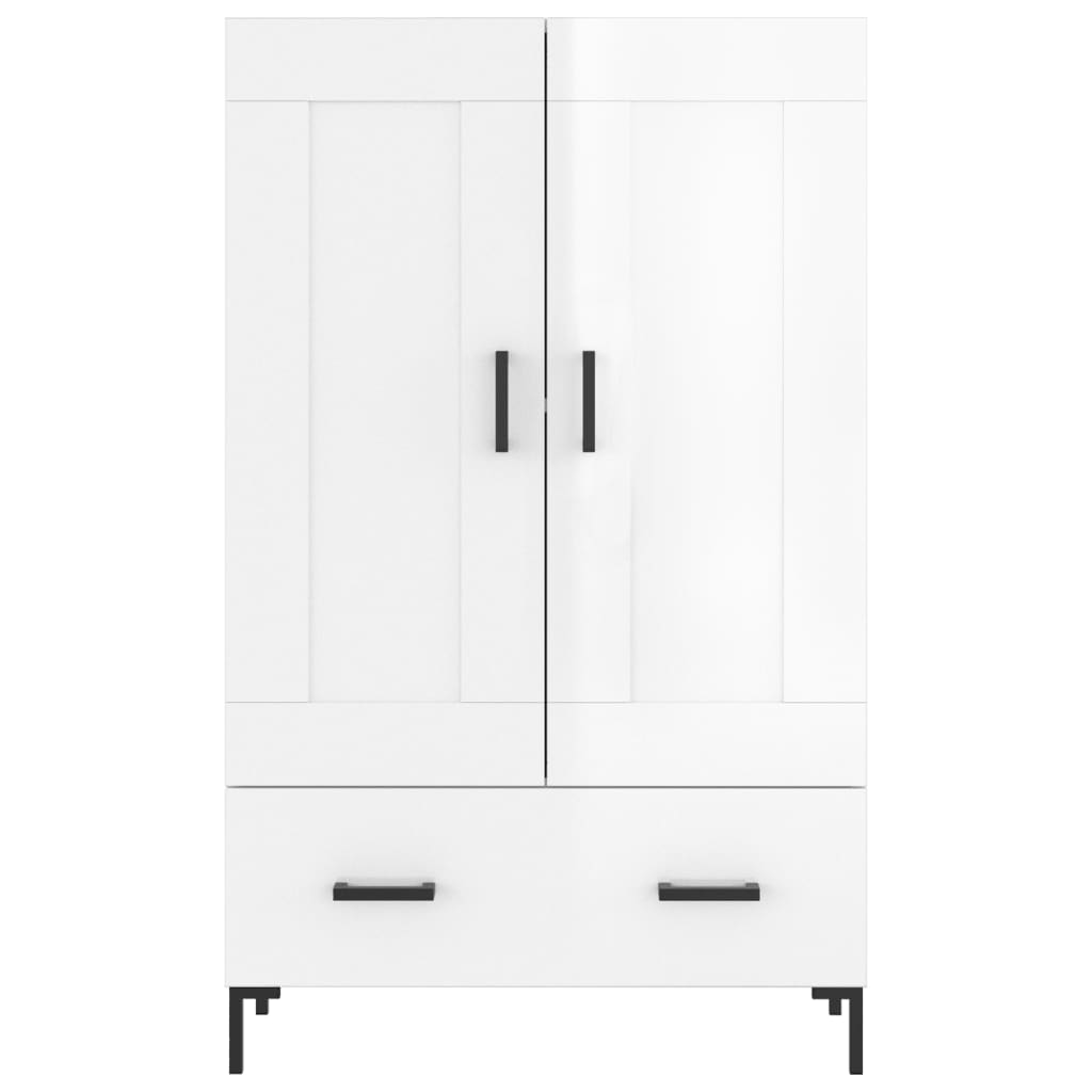 Dulap Înalt, Alb Extralucios, 69,5X31X115 Cm, Lemn Prelucrat