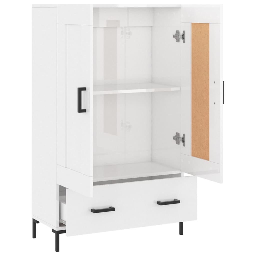 Dulap Înalt, Alb Extralucios, 69,5X31X115 Cm, Lemn Prelucrat