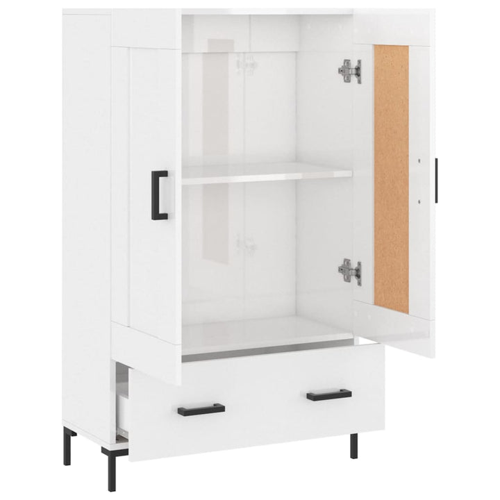 Dulap Înalt, Alb Extralucios, 69,5X31X115 Cm, Lemn Prelucrat