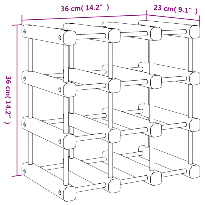 Raft De Vin Pentru 12 Sticle, 36X23X36 Cm, Lemn Masiv De Pin