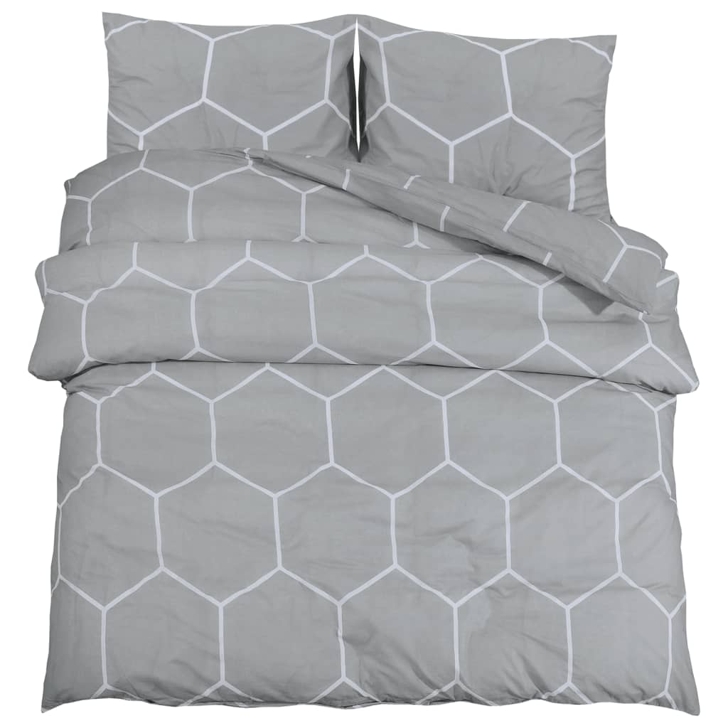 Set Cu Husă De Pilotă, Gri, 260X220 Cm, Bumbac Gri Și Alb