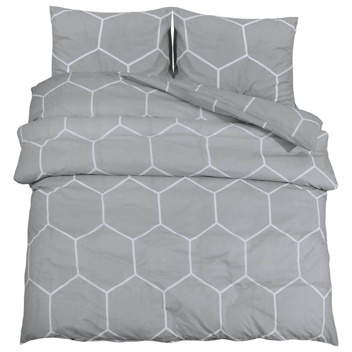 Set Cu Husă De Pilotă, Gri, 260X220 Cm, Bumbac Gri Și Alb