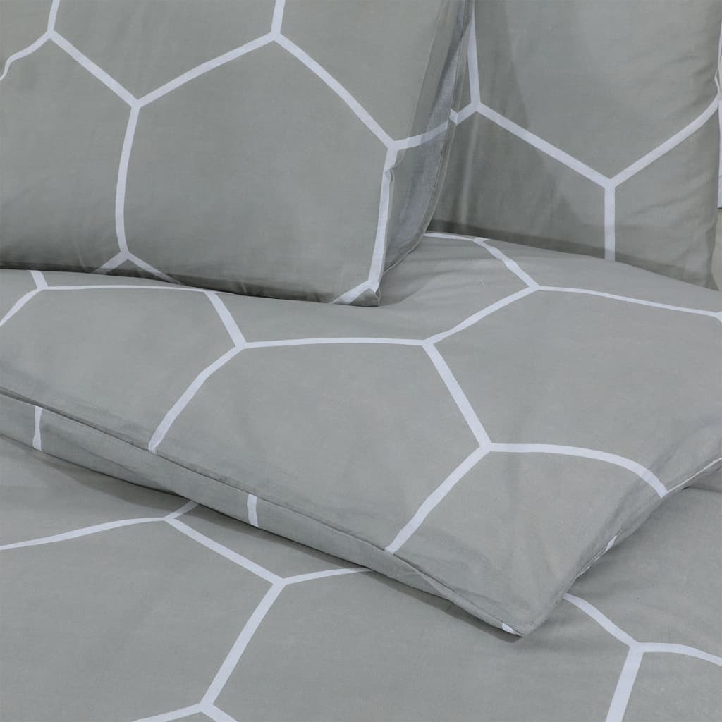 Set Cu Husă De Pilotă, Gri, 260X220 Cm, Bumbac Gri Și Alb