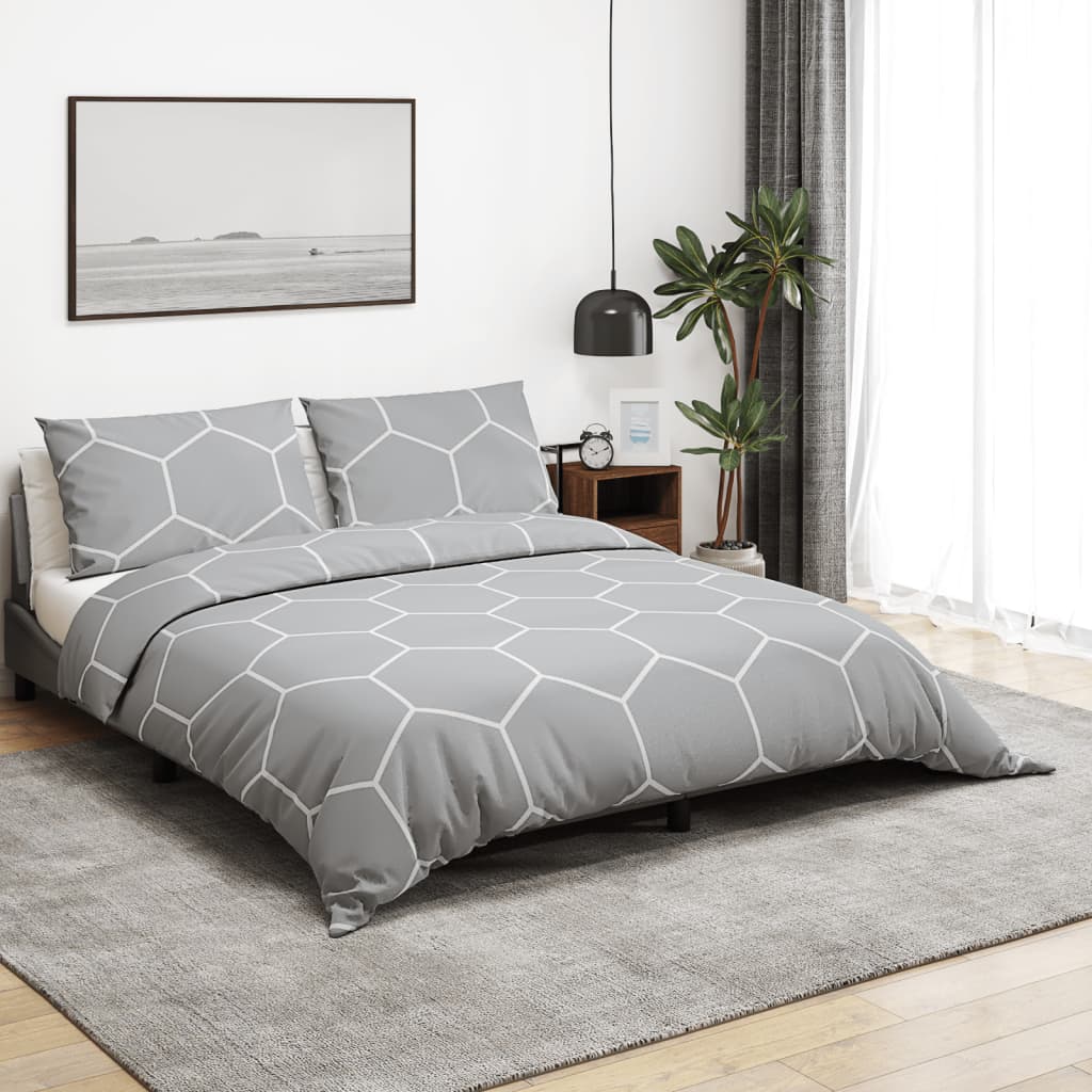 Set Cu Husă De Pilotă, Gri, 260X220 Cm, Bumbac Gri Și Alb