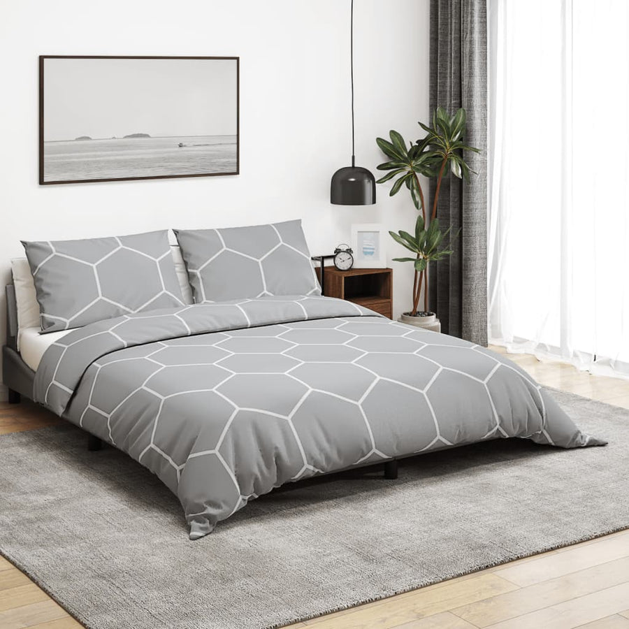 Set Cu Husă De Pilotă, Gri, 260X220 Cm, Bumbac Gri Și Alb