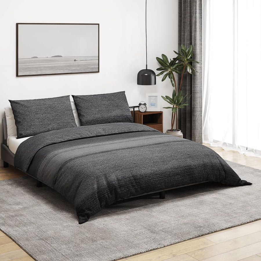 Set Cu Husă De Pilotă, Gri Închis, 240X220 Cm, Bumbac