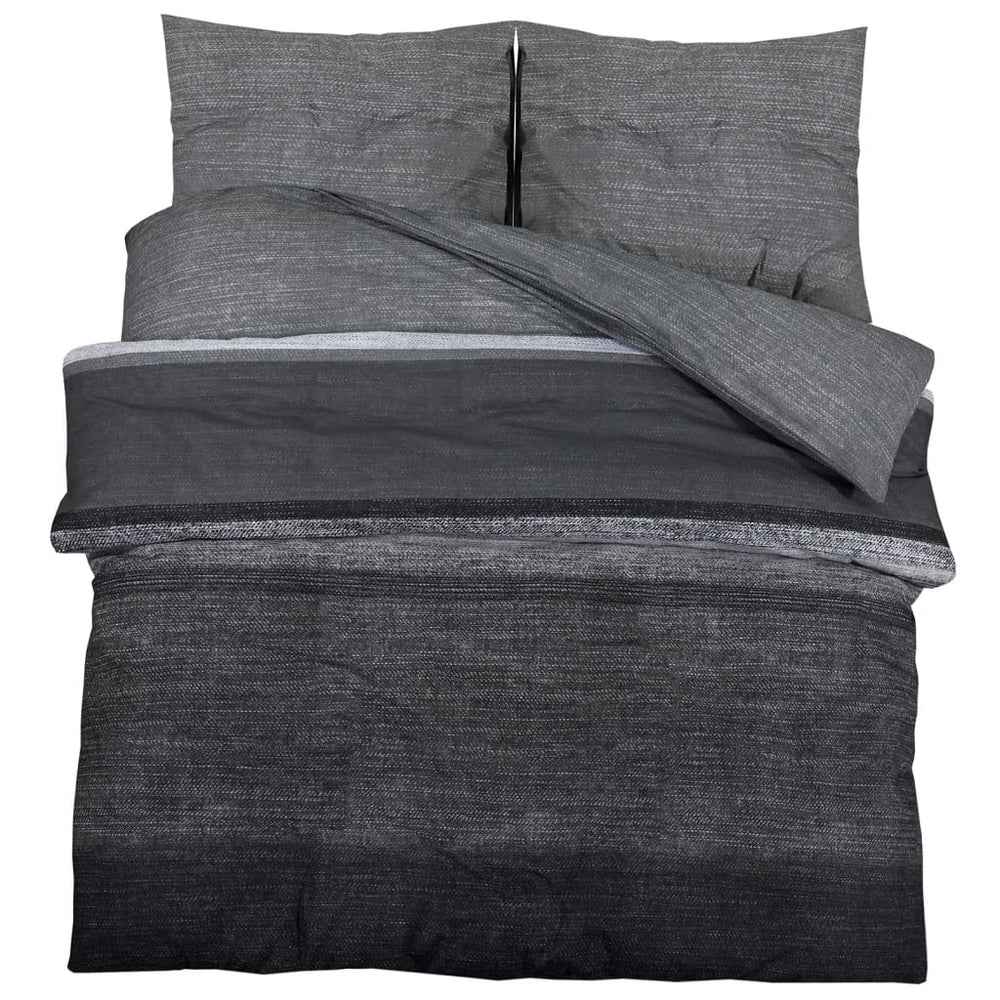 Set Cu Husă De Pilotă, Gri Închis, 220X240 Cm, Bumbac Gri Închis Și Negru