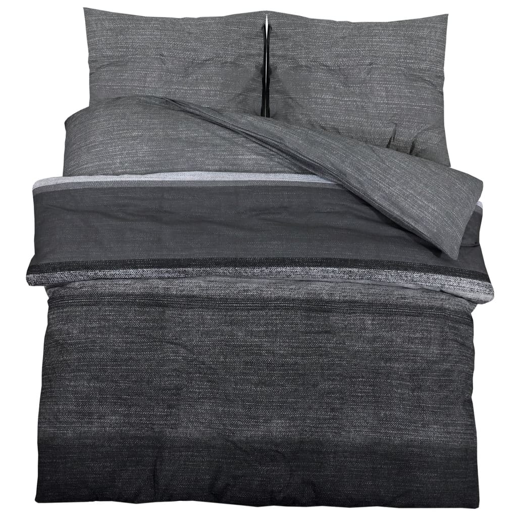 Set Cu Husă De Pilotă, Gri Închis, 220X240 Cm, Bumbac Gri Închis Și Negru