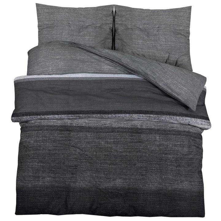 Set Cu Husă De Pilotă, Gri Închis, 220X240 Cm, Bumbac Gri Închis Și Negru
