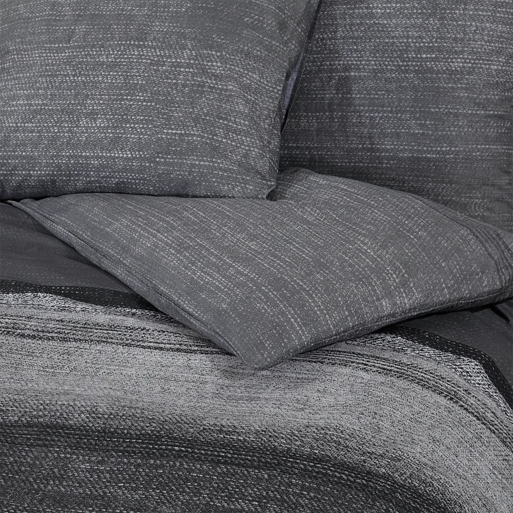 Set Cu Husă De Pilotă, Gri Închis, 220X240 Cm, Bumbac Gri Închis Și Negru