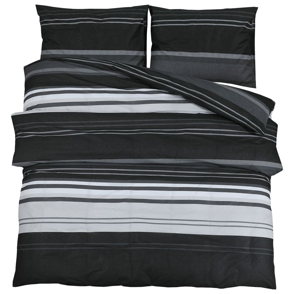 Set Cu Husă De Pilotă, Negru Și Alb, 200X200 Cm, Bumbac