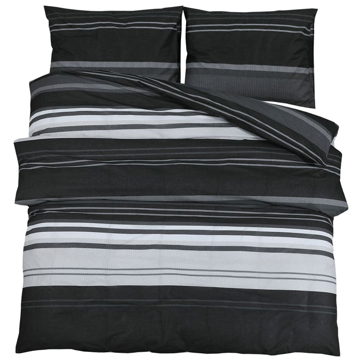 Set Cu Husă De Pilotă, Negru Și Alb, 200X200 Cm, Bumbac