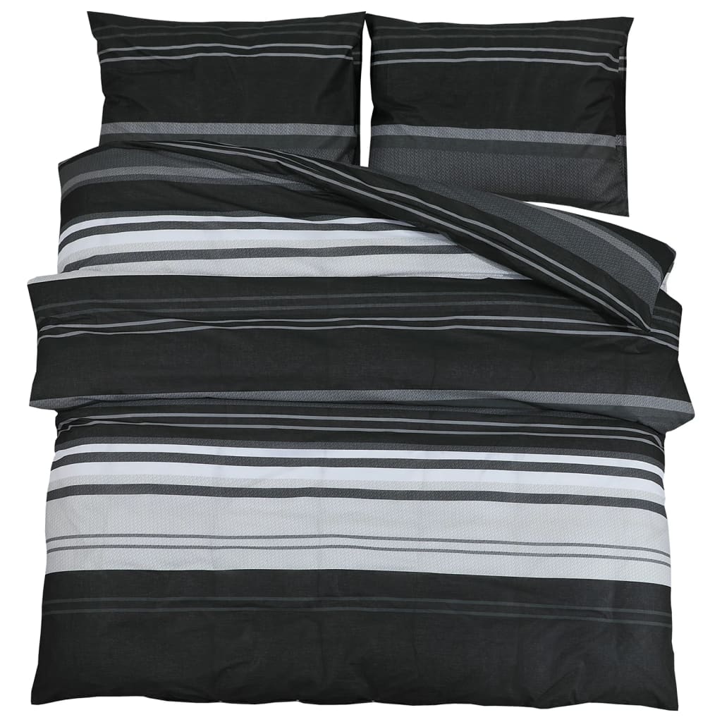 Set Cu Husă De Pilotă, Negru Și Alb, 155X220 Cm, Bumbac