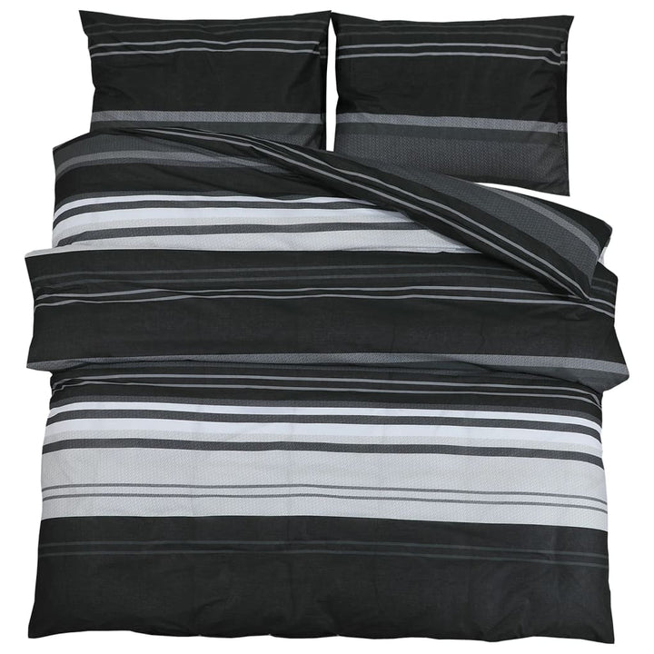 Set Cu Husă De Pilotă, Negru Și Alb, 155X220 Cm, Bumbac