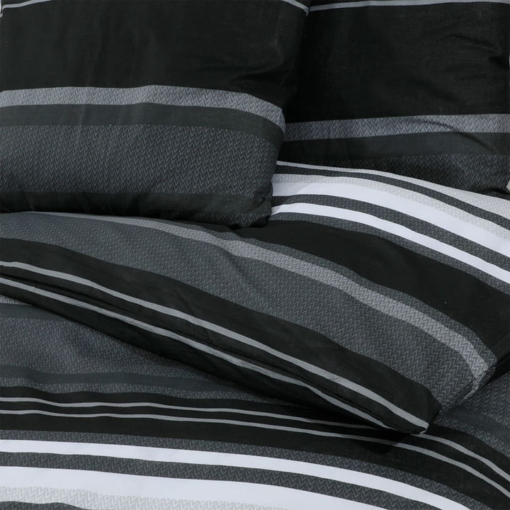 Set Cu Husă De Pilotă, Negru Și Alb, 200X220 Cm, Bumbac Dungi Negre
