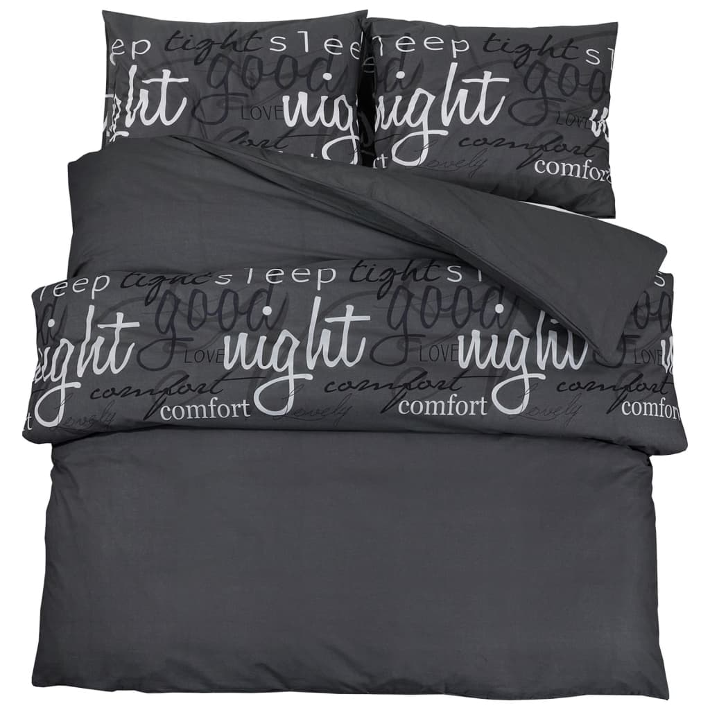 Set Cu Husă De Pilotă, Negru, 240X220 Cm, Bumbac Alb Și Negru