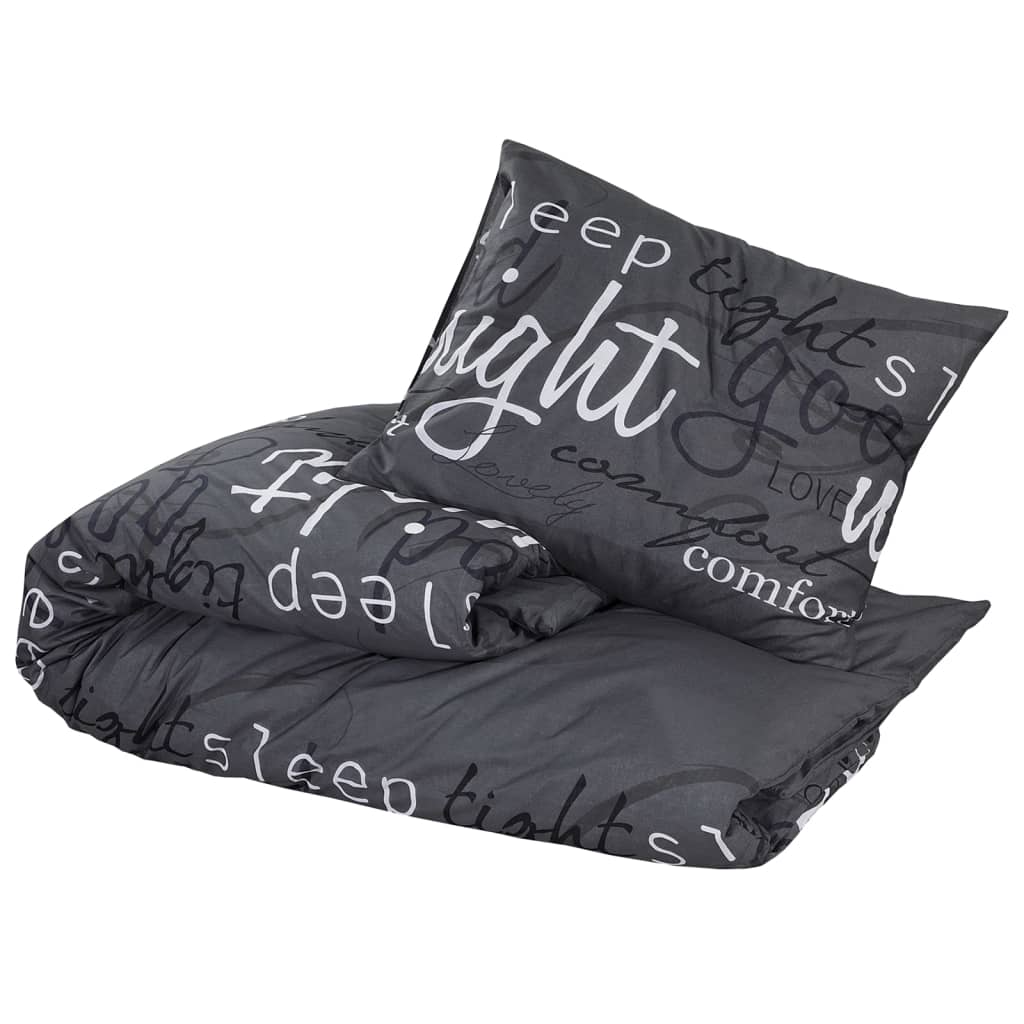 Set Cu Husă De Pilotă, Negru, 240X220 Cm, Bumbac Alb Și Negru