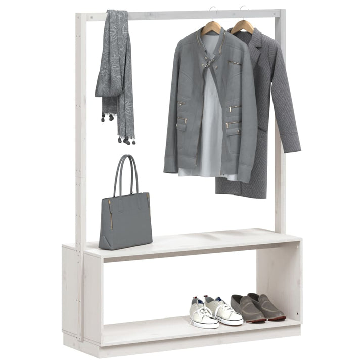 Cuier Haine Cu Pantofar 113X40X157,5 Cm Lemn Masiv De Pin