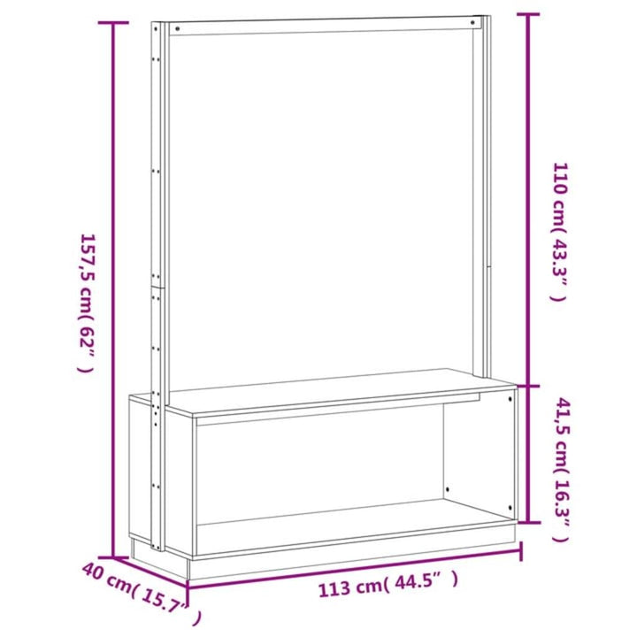 Cuier Haine Cu Pantofar 113X40X157,5 Cm Lemn Masiv De Pin