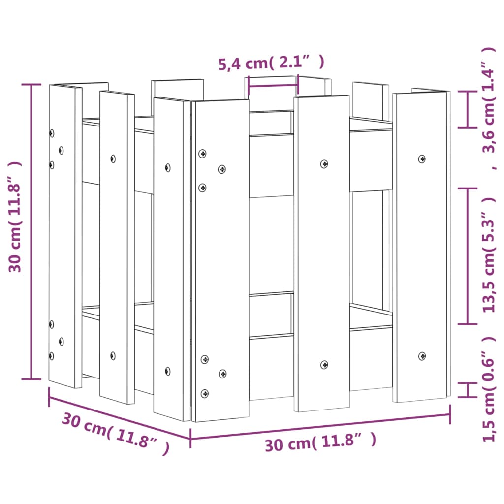 Jardinieră Grădină Design Gard 30X30X30Cm Lemn De Pin Impregnat