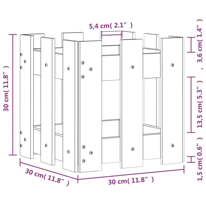 Jardinieră Grădină Design Gard 30X30X30Cm Lemn De Pin Impregnat